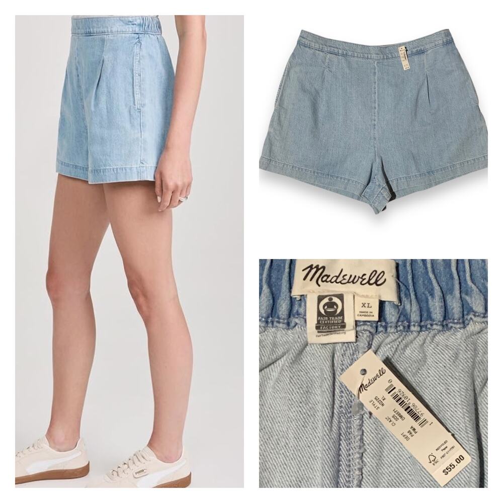 NEW Madewell Denim Shorts Pull-On Jean Short Palmwood Elastic Waist Size XL